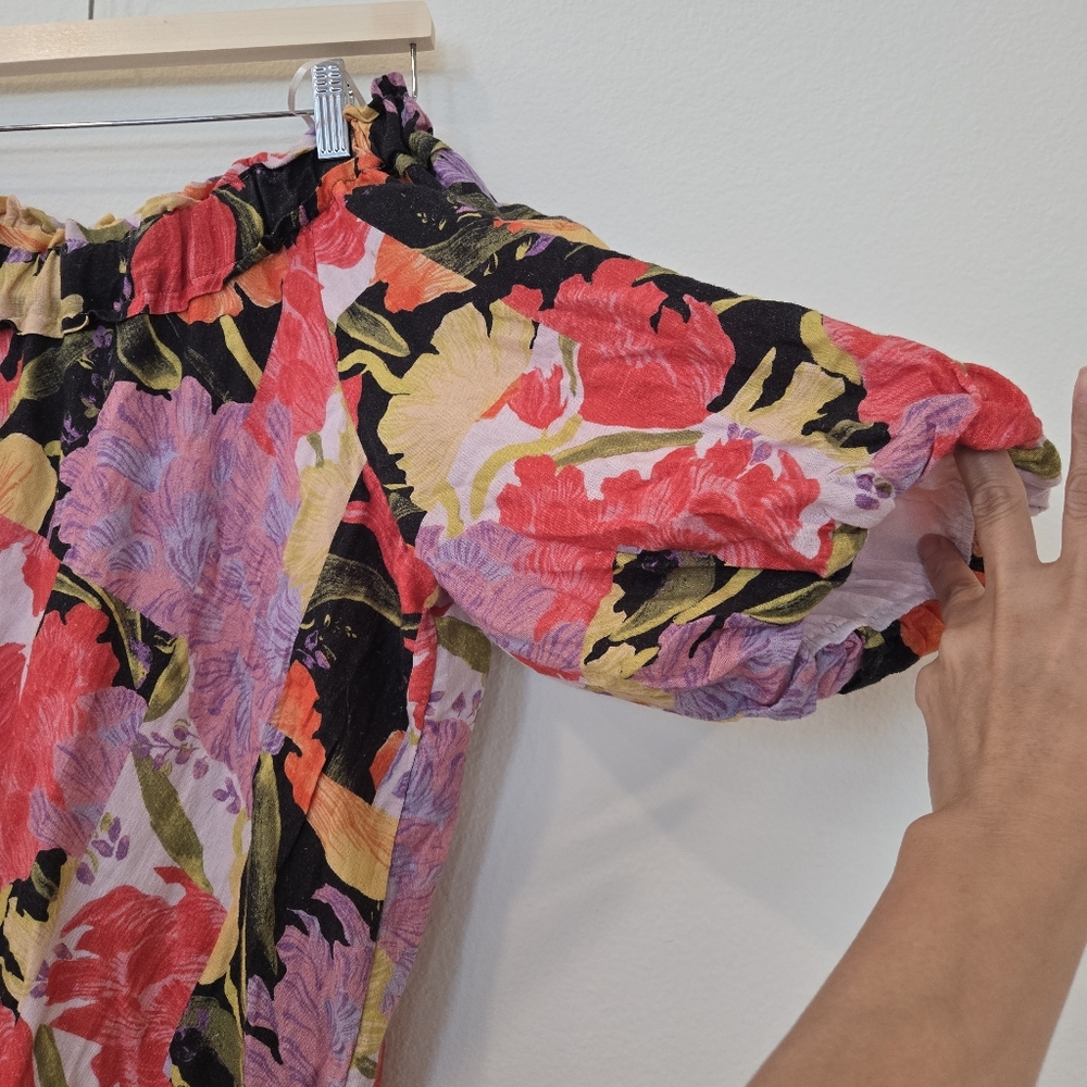 Anthropologie Yukiko Naritake One shoulder mini‎ floral shift dress size small - Picture 6 of 11